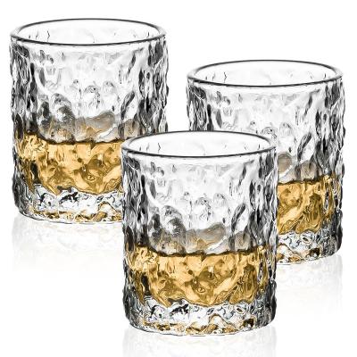 China Vintage Stocked Frosted Drinking Cups Mini Glacier Hammered Texture Whiskey Glasses Shot Glass for sale