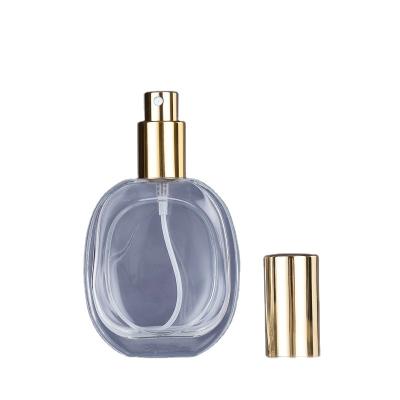 China Perfume Perfume Bottle 50ml Screw Light Vapor Bottle Clear Empty Portable Glass Perfume Bottle Pole Flattened Dispenser Wholesale for sale