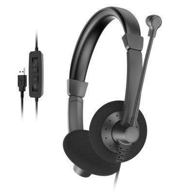 China 2021 3.5MM USB Earphone Office Phone Headsets Call Center Headset With Microphone Volume Control for sale