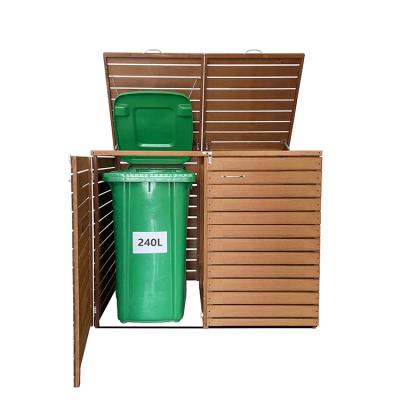 China Sustainable Garden Furniture Other Outdoor Trash Can Cover Box Wheelie Trash Can Thrown Wooden Storage Furniture for sale