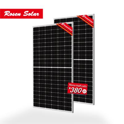 China EVA / POE JA Half Solar 380w Cut Off Solar Panel Efficiency Solar Panel System High Solar Panel for sale