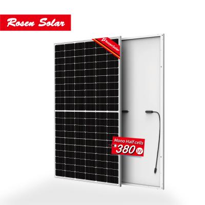 China EVA/POE 380W Half Cut Solar Panel Home Kits 120 Cell Rosen Solar Batteries 370w Solar Panel for sale