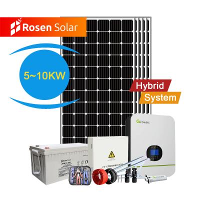 China Rosen Commercial 5kw Off-Grid Solar Home Solar Power System with Growatt Inverter Connect Generator for sale