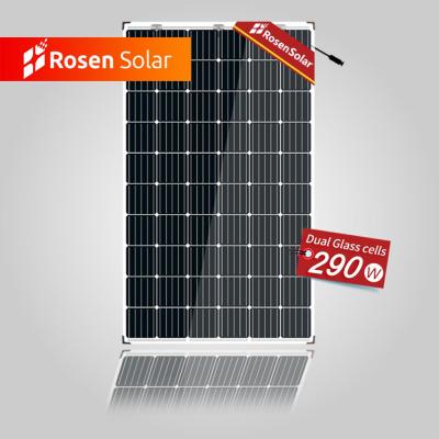 China Wholesale Clear Glass 290W Solar Panel 290 Watt Mono Frameless Solar Panels RS290M-60DG for sale