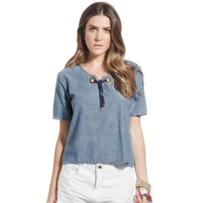 China QUICK DRY hot sale kind jeans blouse with denim woman denim blouse for sale