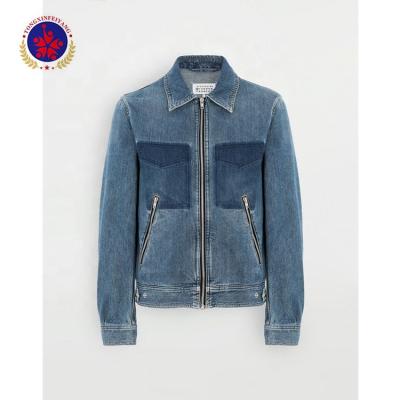 China Breathable Snap Button Slaps 100% Cotton Zip Denim Jacket for sale