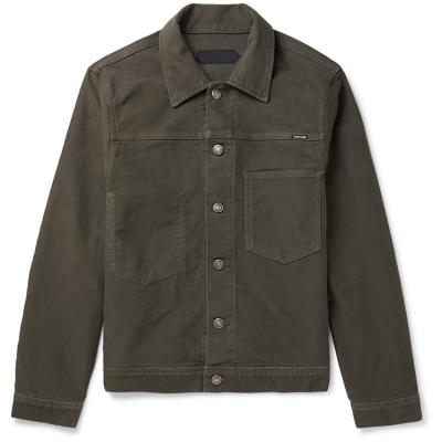 China Mens Breathable Cotton-velvet Olive Green Trucker Jacket for sale