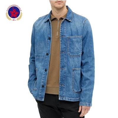 China Breathable Blue 100% Cotton Denim Men Denim Lattice Jackets for sale