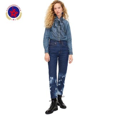 China Big Cambric QUICK DRY Classic-Fit Cotton Bow Denim Shirt for sale