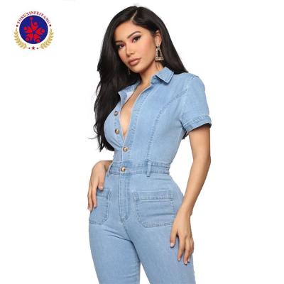 China Viable Plus Size Flirty Light Wash Rocket Leg Jeans Overalls for sale