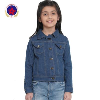 China Anti-wrinkle girls denim jacket kids blue solid denim jacket for sale