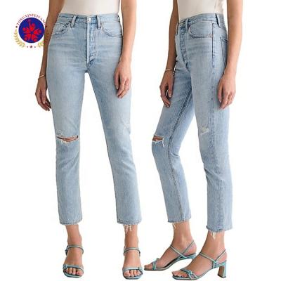 China Wholesale Comfy Casual Women's Breathable Mom Jeans Stretch Material Denim Pants for sale