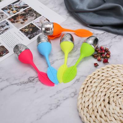 China Viable Promotion Custom Food Grade Silicone Leaf Shape Tea Infuser, Stainless Steel Tea Bag Strainer for sale