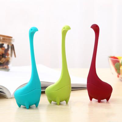 China WITH LOD Loch Ness Monster Shape Silicone Tea Strainer Filter Coffee Creative Cute Custom Tea Infuse Wholesale for sale