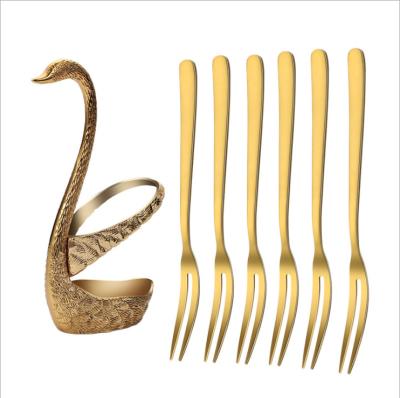 China Modern hot sale gift hotel supplies dessert swan shaped fork set dinnerware swan cutlery set zinc alloy for sale