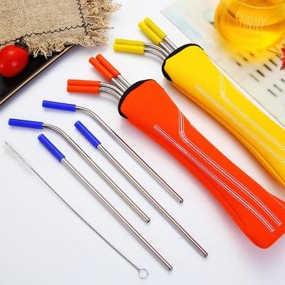 China 5pcs Viable Wholesale Food Grade Titanium Stainless Steel Reusable Straw Coffee Milk Tea Drinking Straw for sale