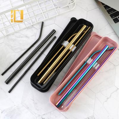 China Sustainable Portable Eco Drinking Straws Stainless Straws Set With Gift Box, Thick Steel Straws For Boba Tea for sale