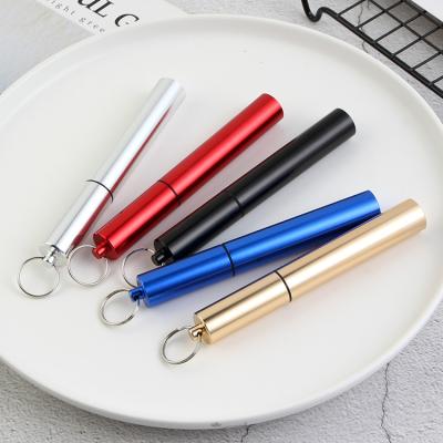 China Sustainable High Quality Straw Stainless Steel Reusable Foldable Portable Telescopic Metal Straw for sale