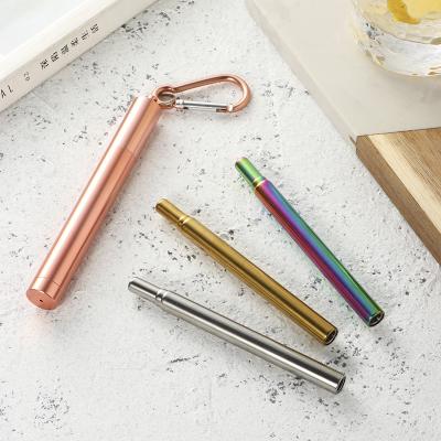 China Telescopic Reusable Metal Viable Straw Travel Straw Folding Stainless Steel Straws Set for sale