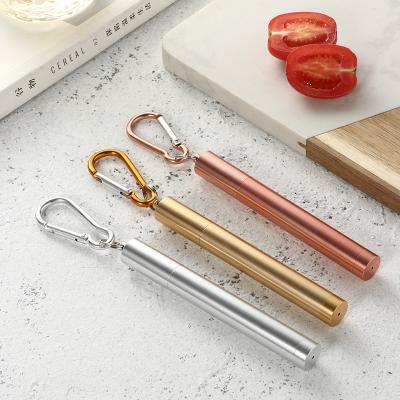 China Viable Telescopic Stainless Steel Straw Collapsible Bubble Tea Metal Straw for sale