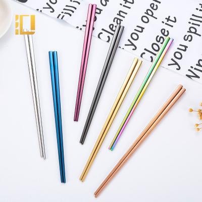 China Sustainable Korean Titanium Metal Stainless Steel Chopsticks Custom Logo Reusable Chopsticks for sale