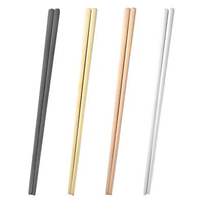 China Viable Stainless Steel Square Custom Metal Chopsticks Chinese Japanese Black Chopsticks for sale