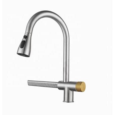 China Pull Out New Spray Design Waterfall Rain Kitchen Sink Faucet With Pull Down Sprayer SUS 304 Single Hole Kitchen Sink Faucet for sale