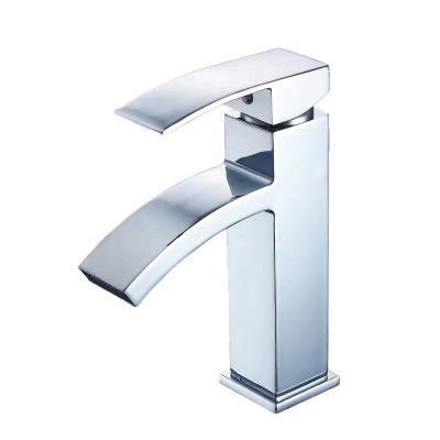 China Other Waterfall Chrome Stainless Steel Hot And Cold Mixer Bathroom Wash Faucet Polish Basin Faucet for sale