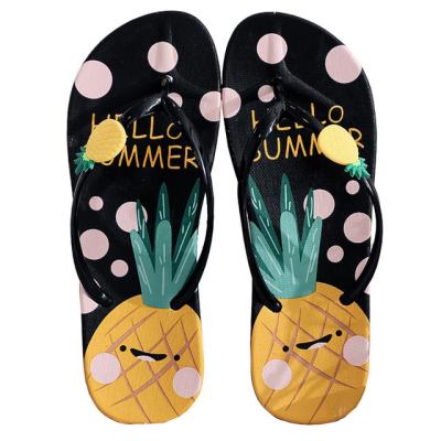 China Fashion Trend Style Outdoor Pineapple Printing Sublimation Flip Flops Summer Beach Slippers Girls Slippers for sale