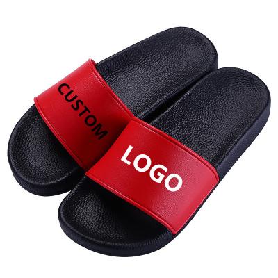 China Fashion trend no moq factory wholesale bathroom summer indoor slippers PVC custom made slides with logo for sale