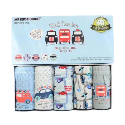 China Breathable Club Korean Design Bus Soft 100% Cotton 2-14 Years Old Boys Underwear 5 Pack Children Panties for sale