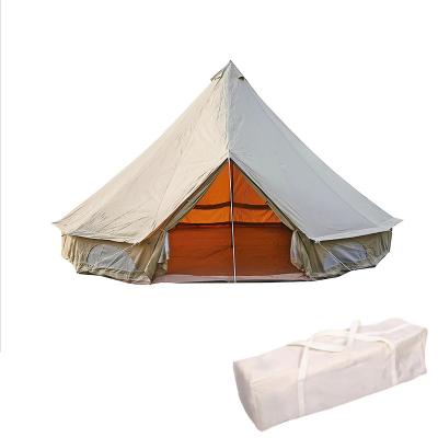 China Durable Made In China Glamping Outdoor Canvas Cardboard Bell Tent With Stove Jack Hole for sale