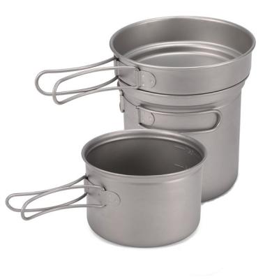 China Lightweight Ultralight Pure Titanium Pot Set Outdoor Camping Outdoor Cookware Cooking Set for sale