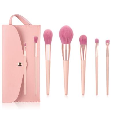 China Angular Blush Pink Handle Cosmetic Powder Makeup Set Brush Professional Beauty Tools Fiber Hair Makeup Brushes High Quality Kabuki Brush for sale