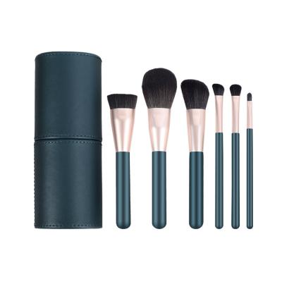 China Angular blush wholesale 6pieces cosmetic brush with brush bucket make up brush kit no logo pinceis de maquiagem for sale