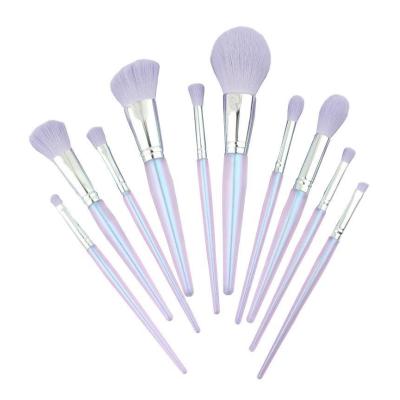 China Angular Blush High End Makeup 2021New 10pcs Set Brush Transparent Handle Blush Brush Eye Set Brush OEM ODM for sale