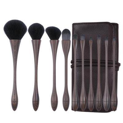 China Angular Blush 10pcs Makeup Set Brush Luxury Cosmetic Logo High Quality Wooden Grain Handle Makeup Brushes Wholesale for sale