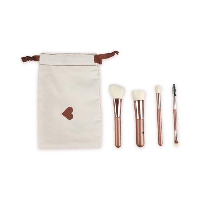 China Angular Blush Portable Makeup Set Brushes, 4pcs Small Brown Beauty Tool Brush, Professional Customized Manufacturer Support Customized Logo for sale