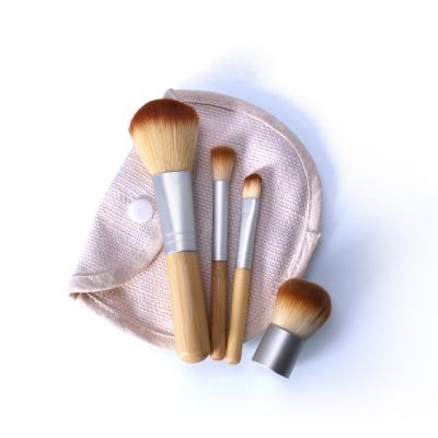 China Angular Blush Mini Natural Bamboo Travel Makeup Brush Set Handle Makeup Brushes With Bag Synthetic Hair Beauty Tool for sale