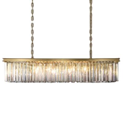 China Rectangular Modern Dining Room Ceiling LED Gold Indoor Decorative Crystal Lighting Chandelier for sale