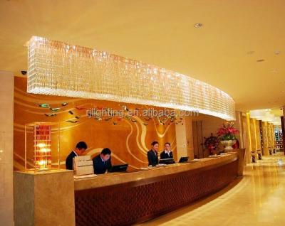 China Modern Customized Foyer Lobby Arc Wave Shaped Luxury Crystal Chandelier For Hotel Reception for sale