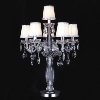 China EUROPEAN Crystal Centerpieces To Wedding Table 6 LED Lights Crystal Table Lamp With Shade for sale