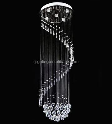 China Wedding Ceiling Chandelier Spiral Hot Sale Crystal Long Light For Staircase Wedding Decor for sale