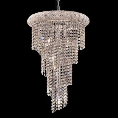 China Modern Classic Modern Spiral Chrome Crystal Chandelier Chain Pendant Light from Zhongshan small for sale