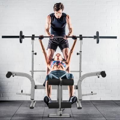 China Lounge HOT SALE Adjustable Multifunctional Weightlifting Bench With Barbell Rack Set Incline Drop Ability for sale