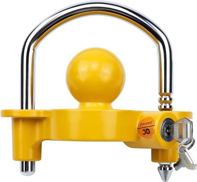 China 72783 Durable Universal Coupler Ball Lock Boat Camper Accessories For Adjustable Heavy Duty Steel Yellow And Chrome Travel Trailers for sale