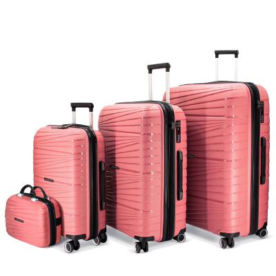 China Canton supplier pp suitcase set14/customized pp 20/24/28 inch universal wheel 4 pieces of luggage set set for sale