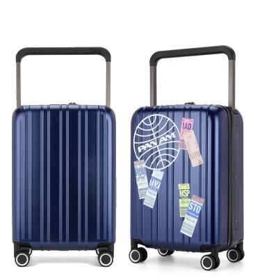 China Lightweight PC Fashion Style Hand Luggage Suitcases 20' 24' Inch Wide Trolley Suitcase Printing Logo Available for sale