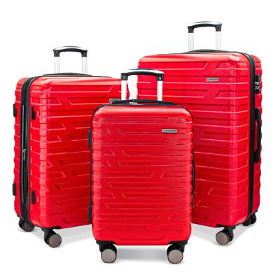 China ABS Custom Carry On 3 Pcs Luggage Set Travel Bags Spinner Wheeled Trolley Bag Suitcase With Digital Lock for sale