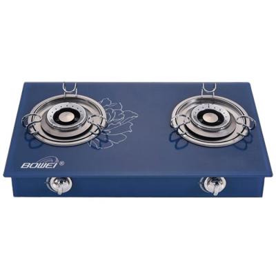 China Household Tempered Glass Gas Cooker Double Burner Gas Stove for sale